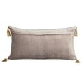 thumbnail image 2 of Taupe and Gold Geo Velvet Lumbar Pillow with Gold Tassels, 2 of 3