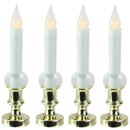 Set of 4 LED Flickering Window Christmas Candle Lamp with Timer (Best Led Christmas Window Candles)