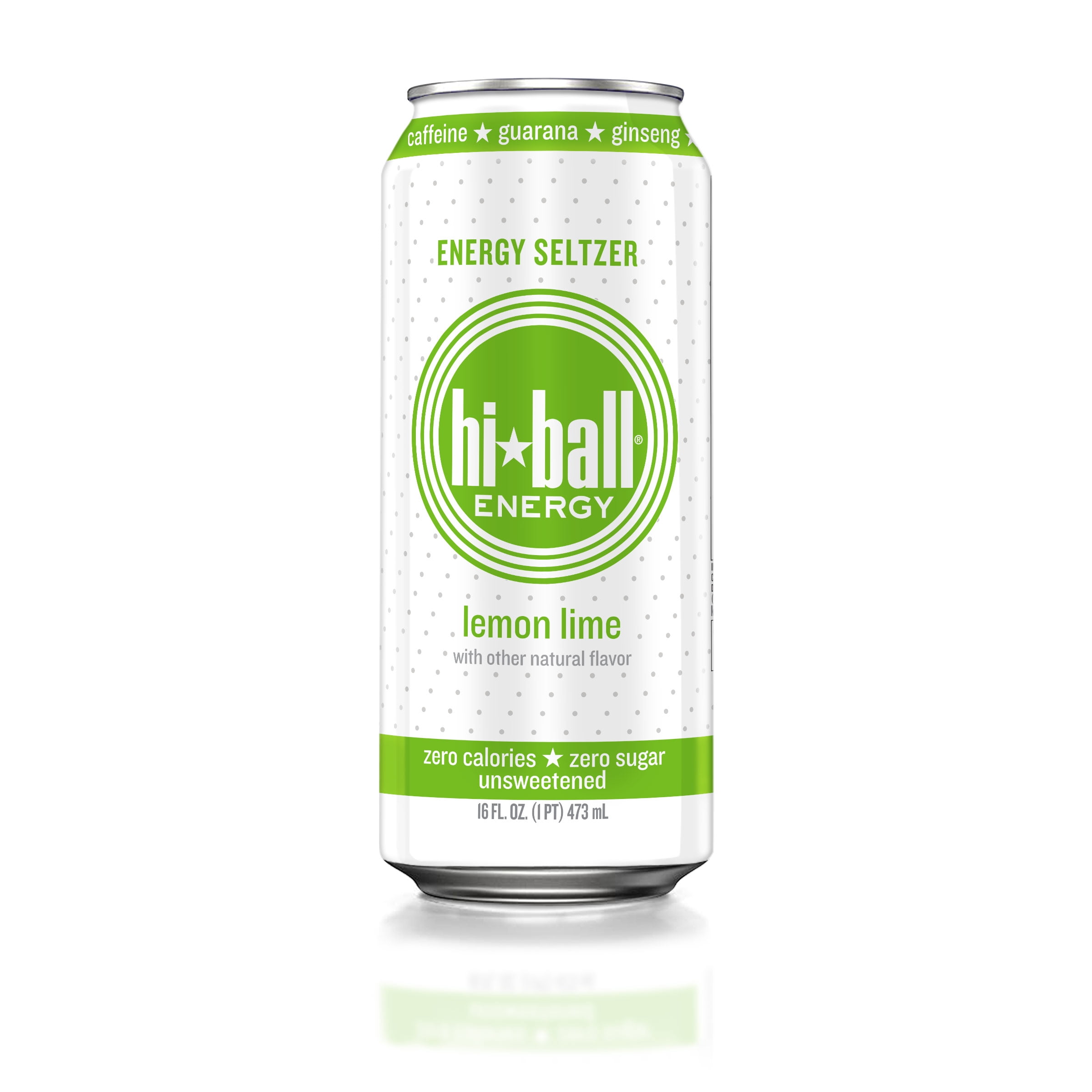 HiBall Clean Energy Drink, Zero Sugar Caffeinated Seltzer Water, Lemon Lime, 16oz USA, 12 pack