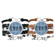 thumbnail image 1 of Emperor Grandmother Peacock Pattern Bracelet Hand Strap Leather Rope Wristband Double Set, 1 of 3