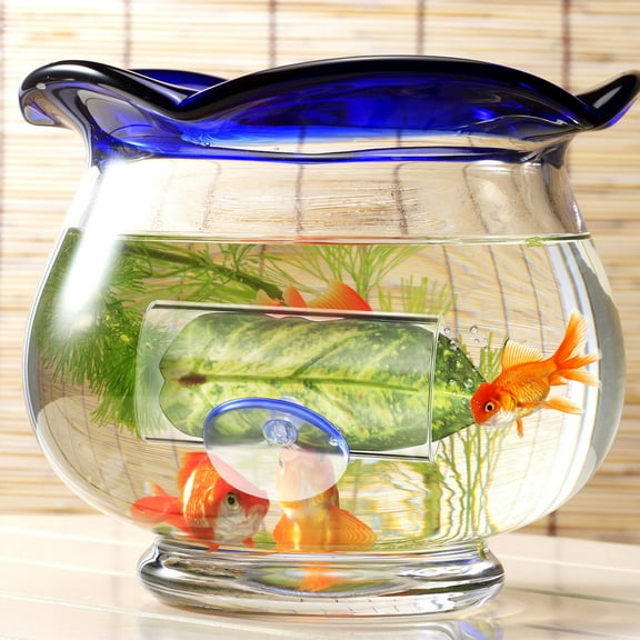 ELAYARD 2Pcs Clear Betta Fish Tank Tunnels Fish Hideout Aquarium Decor with Resting Leaf