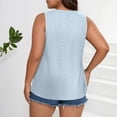 thumbnail image 4 of WULMLEO Women's Eyelet Scalloped V-Neck Sleeveless Top Casual Summer Blouse for Beach Light Blue 5XL, 4 of 4
