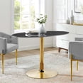 thumbnail image 3 of Modway Verne 48" Modern Artificial Marble & Metal Dining Table in Black/Gold, 3 of 6