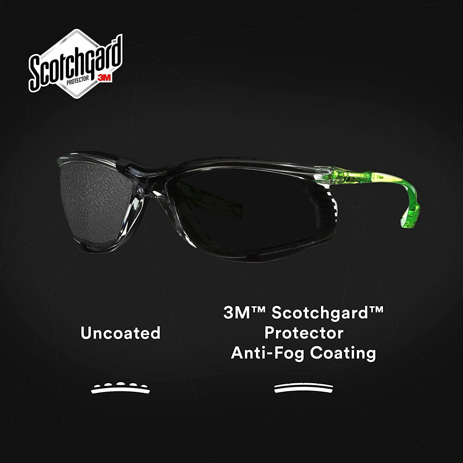 3m Safety Glasses,Gray,Foam Lined SCCS02SGAF-GRN-F