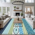 thumbnail image 3 of 5'x7' Area Rugs for Living Room Bedroom, Blue Green Geometric Washable Rug Carpet Runner Indoor Outdoor, Boho Vintage Country Flowers Leaves Non Slip Floor Mats Area Rug for Kitchen, Nursery, 3 of 8