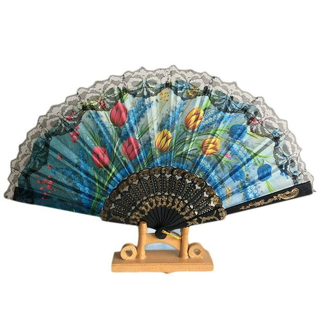 Random Color Chinese Style Lace held fan Hand Held Folding Fan Dance Party Wedding Decor Hand Fans Wedding Favors