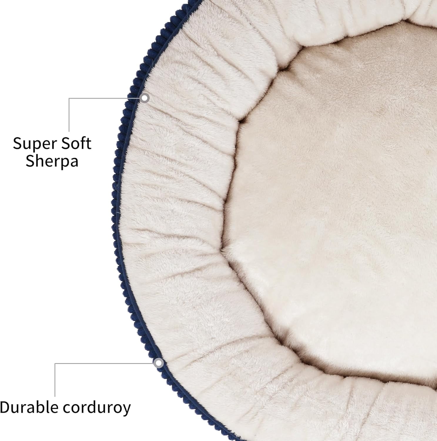 Donut Dog Bed,36 Inches Calming Round Dog Beds for Large Dogs,Washable Anti Anxiety Cuddler Dog Bed with Removable Cover(Navy Blue,Large)