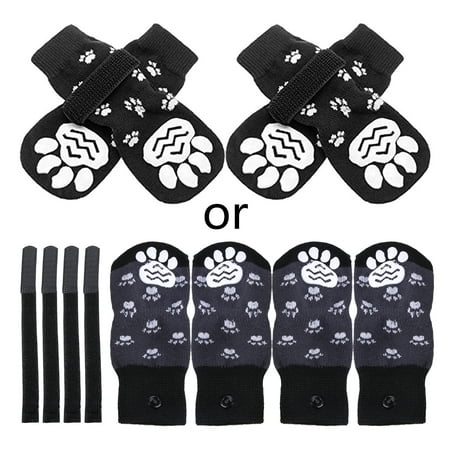 

CHAOMA 4Pcs Dog Rain Snow Boots Waterproof Dogs Shoes Booties with Paw Patterns Skid-Proof Soles Outdoor Pet Shoes