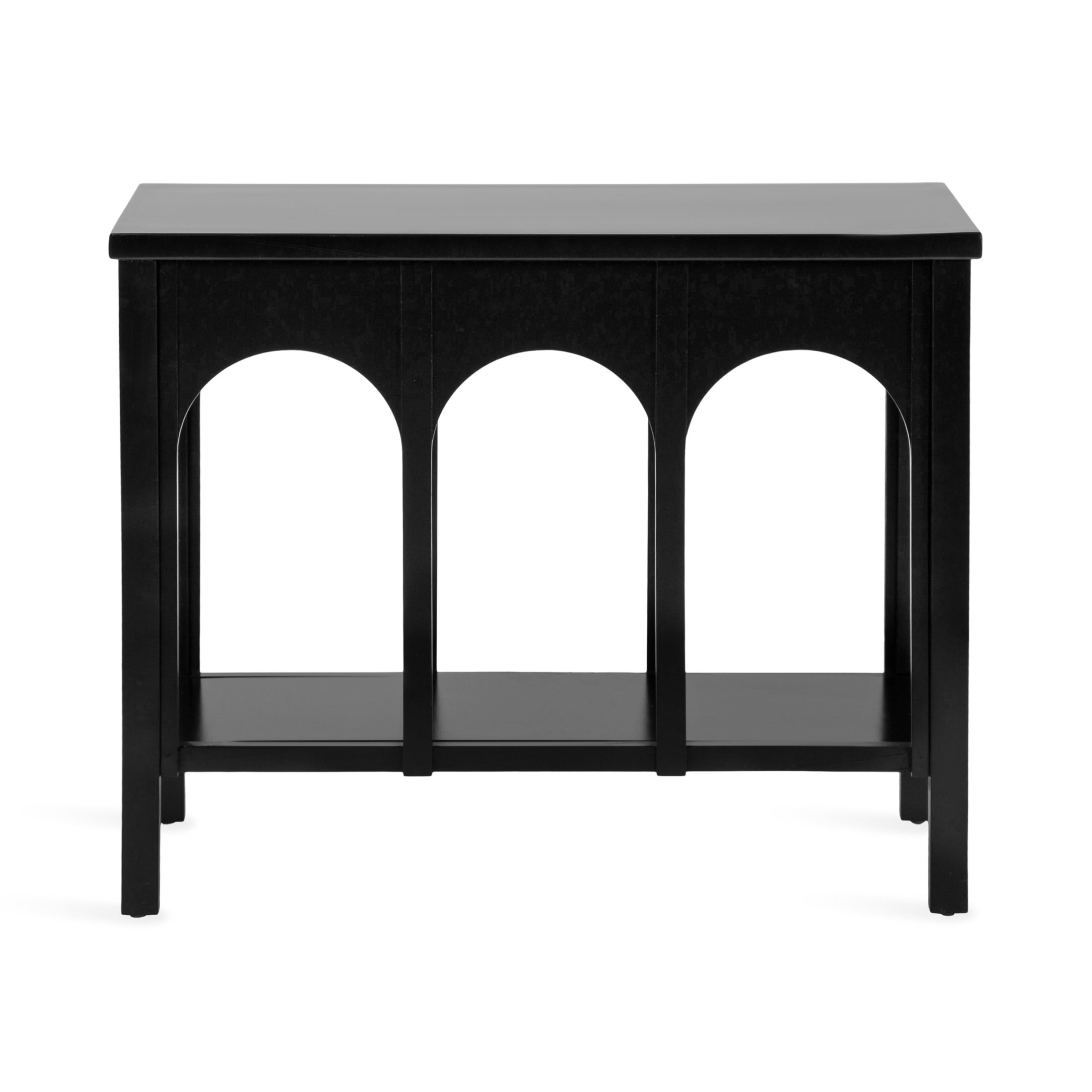 Kate and Laurel Ulla Modern Tiered Rectangle Console Table, 36 x 13 x 30, Black, Transitional Two-Tier Wood Arched Entryway Table with Storage for Behind Couch Home Decor Option