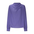 thumbnail image 4 of Trendsetting Women's Apparel Fashion Plus Size 2024 Women's Winter Solid Color New Elegant Shirt Long Sleeved Chiffon Semi High Neck Pullover Top, 4 of 8