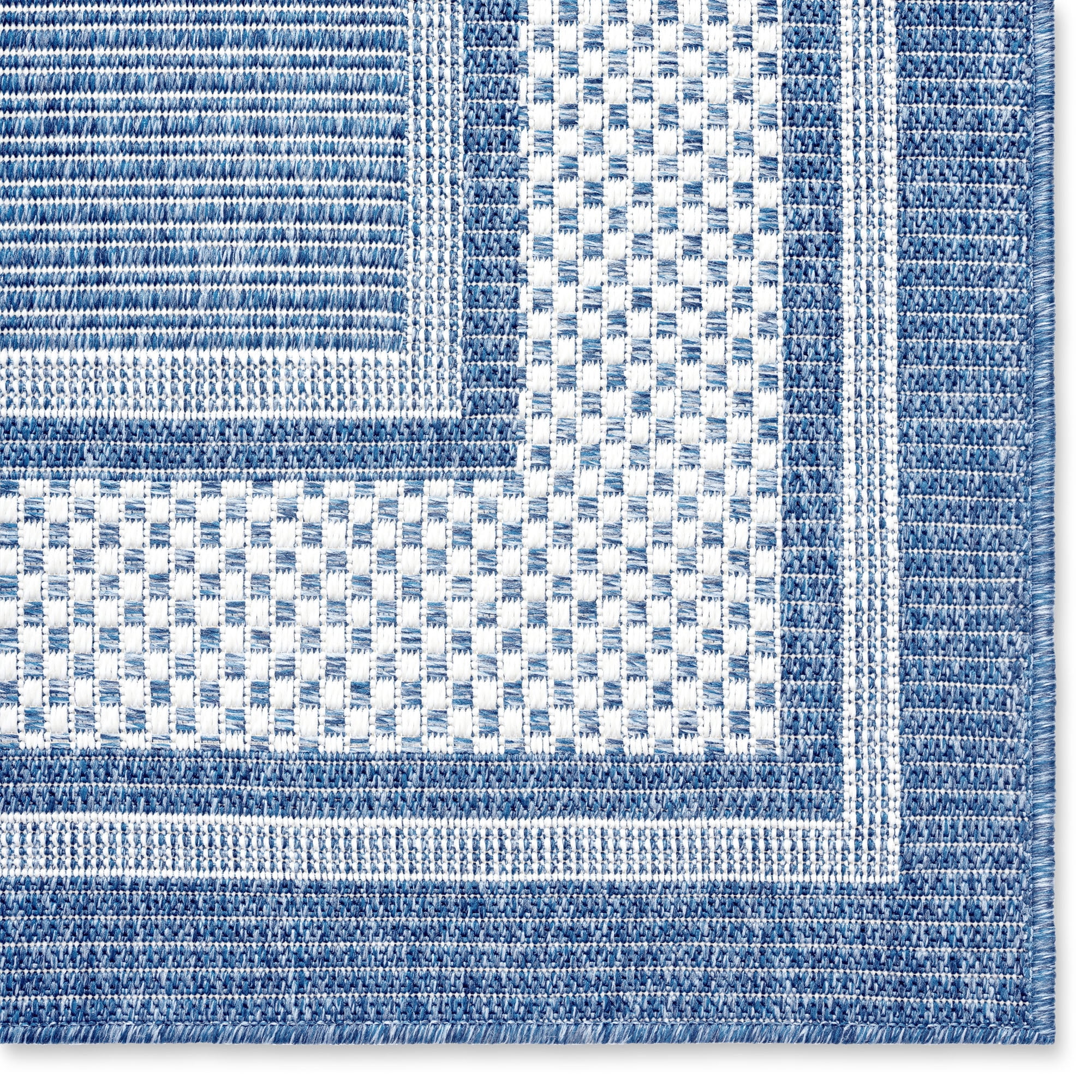 Home Dynamix Tripoli Julie Modern Border Indoor/Outdoor Area Rug, Blue/Ivory, 5'2"x7'2"