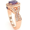 thumbnail image 5 of Three Stone Amethyst Diamond Peekaboo Halo Engagement Ring In 14k Rose Gold, 5 of 6
