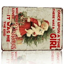 Noete 8x12 Inch Christmas Story Metal Tin Sign - "Once Upon A Time There Was A Girl Who Really Loved Christmas" Vintage Holiday Wall Decor for Home & Gifts