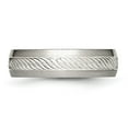 thumbnail image 3 of Stainless Steel w/Sterling Silver Inlay Brushed Diamond Cut 6mm Band, 3 of 7