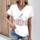 thumbnail image 1 of Fiudx Liquidación de Ahorros de Verano Top Informal de Primavera y Verano de Manga Corta con Cuello En V para Mujer, 1 of 5