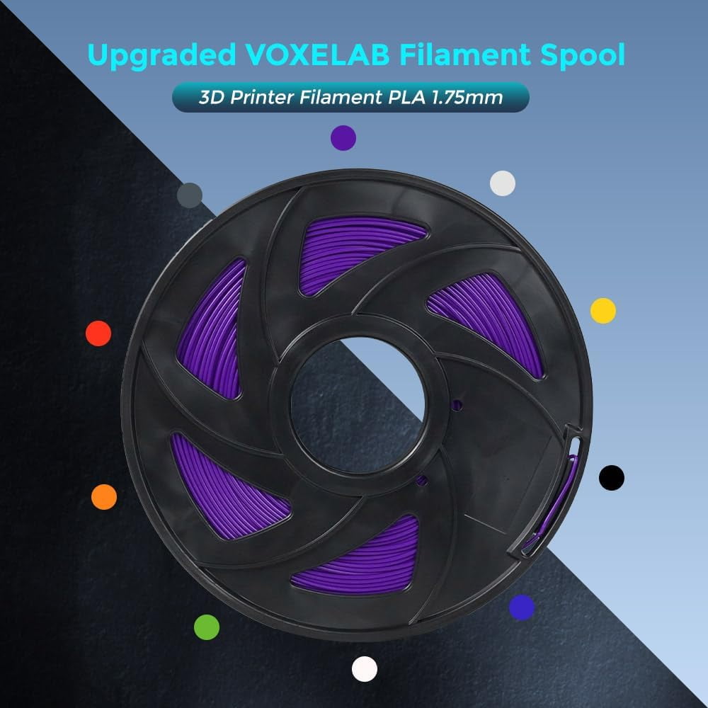 Voxelab 3D Printer Filament, 1.75mm PLA Pro (PLA+) Dimensional Accuracy +/- 0.02 mm, Printing Material 1kg/ Spool, Compatible with FDM Printer/Pen (Purple)