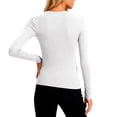 thumbnail image 3 of LTTVQM Womens Long Sleeve Underscrubs T-Shirts Crew Neck Slim Basic Shirts Knit Fitted Casual Tops White M, 3 of 4