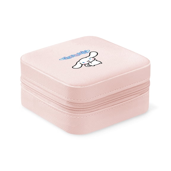 CINNAMOROLL Mini Jewelry Travel Case,Small Travel Jewelry Organizer, Portable Jewelry Box Travel Mini Storage Organizer Portable Display Storage Box for Rings Earrings Necklaces pink