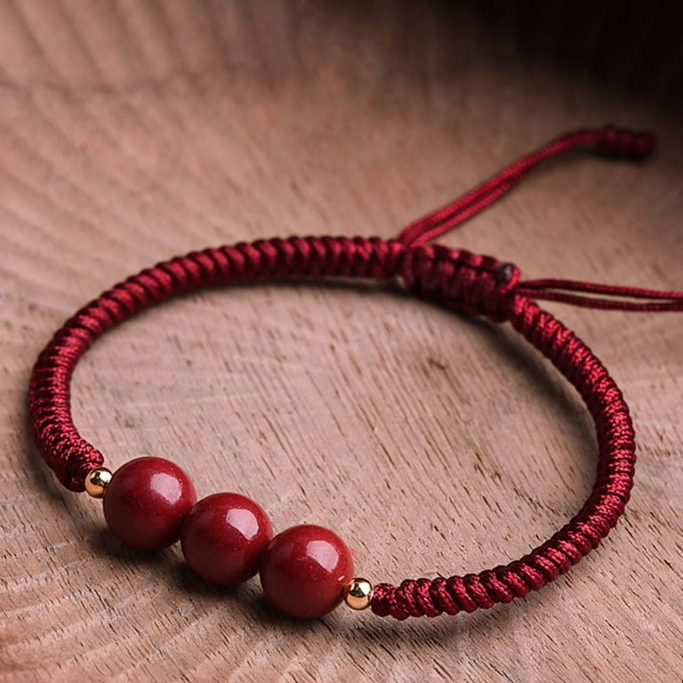 Three Bead String Bracelet Red / X-Small