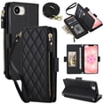 thumbnail image 1 of Para iPhone 17e / iPhone 16e Funda Tipo Cartera con Bloqueo RFID, Funda de Teléfono Tipo Bolso Cruzado con 9 Ranuras para Tarjetas, Bolsillo con Cierre y Correa Desmontable, Negro, para iPhone 17e /, 1 of 9
