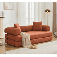thumbnail image 2 of [NEW ARRIVED] [VIDEO PROVIDED] 78.5" Folding Convertible Out Sleeper Sofa Bed,4-in-1 DIY Combination Convertible Sofa, 3 seat, Folding Sleeper Sofa, King Size , Bedroom,Apartment,Corduroy,Orange, 2 of 4
