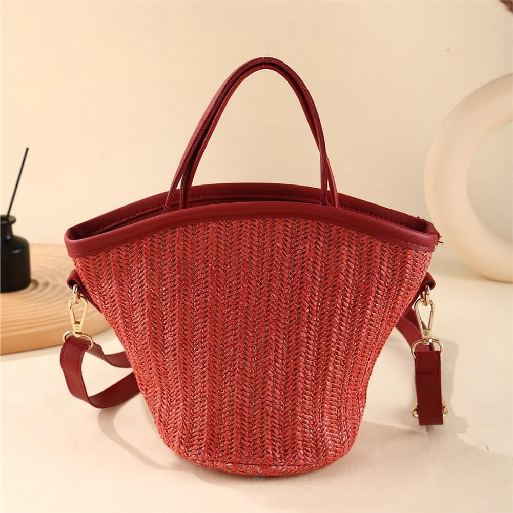 Municipal Straw Beach Bags for Women Woven Crossbody Bags Handmade Tote Bag Raffia Bag Straw Purse Sling Bag Handbag Summer Vacation