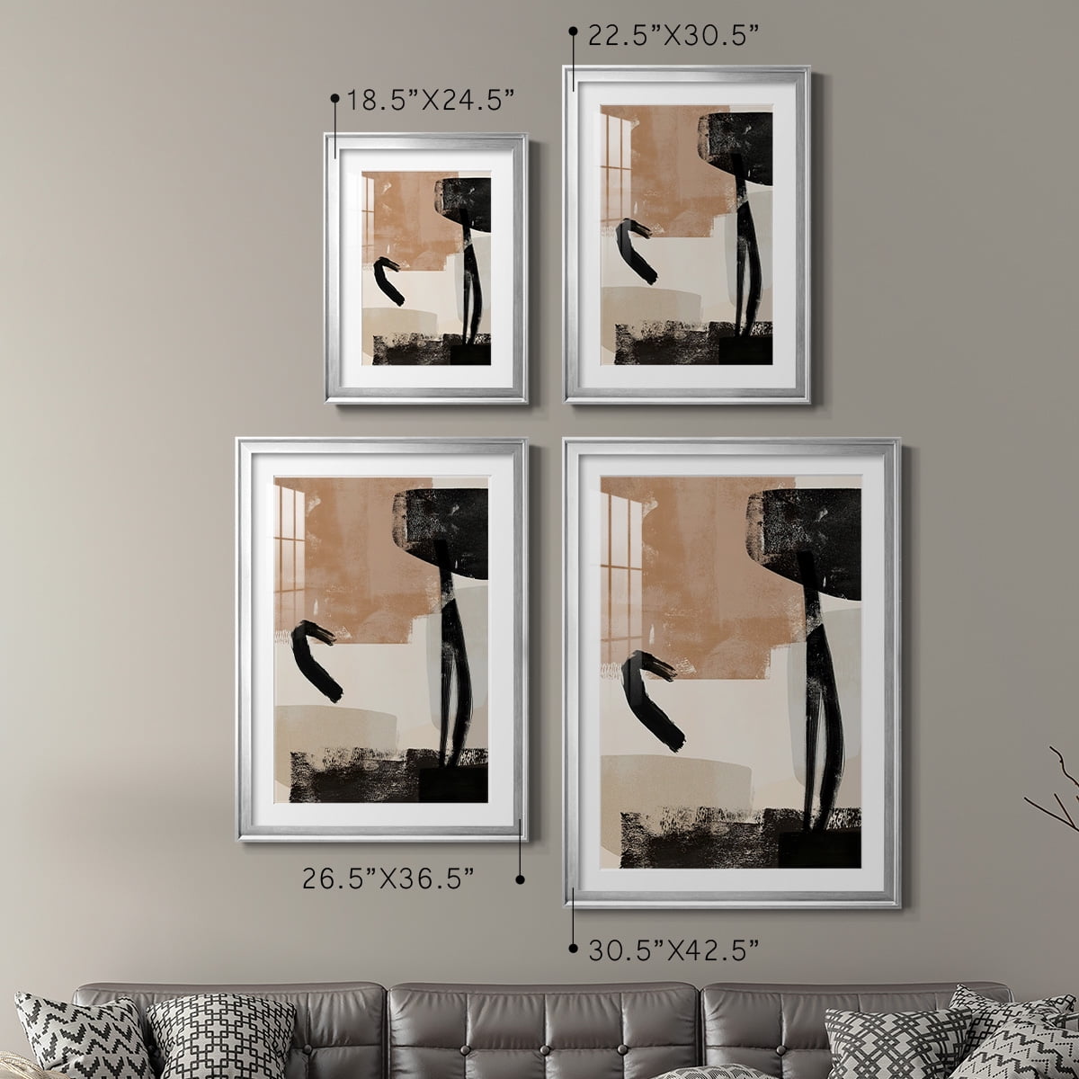 Wexford Home Selective Arrangement III Premium Framed Print, 30.5" x 42.5" - Ready to Hang, Silver (Set of 2)