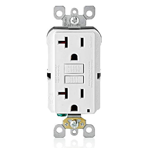 Leviton 20 Amp White GFNL2-W Self-Test SmartlockPro Slim GFCI Tamper-Resistant Receptacle with Guidelight and LED Indicator