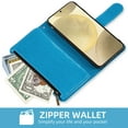 thumbnail image 5 of Compatible with Samsung Galaxy S24/S25 5G Wallet Phone Case and Tempered Glass Screen Protector Flower Faux Leather Flip Credit Card Holder Stand Zipper Cell Cover for S 24 24S 25 25S G5 Women Blue, 5 of 9