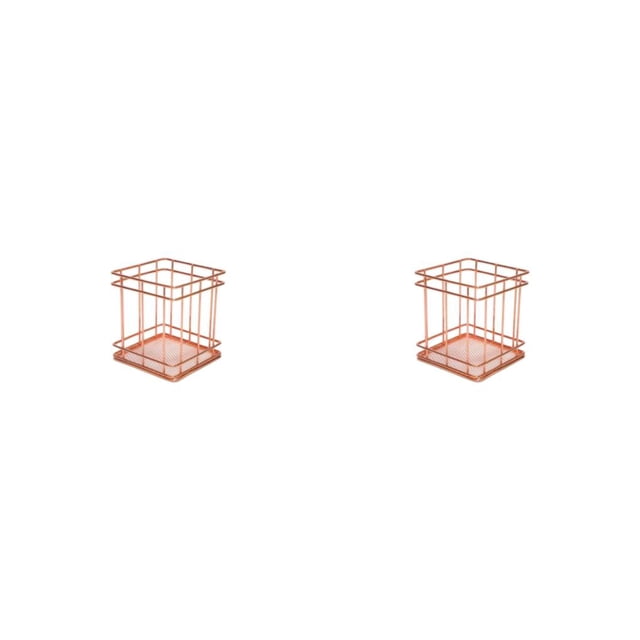 Organizador de oficina Advancent Oro rosa 10*9*9 cm, portalápices cuadrado 2piezas