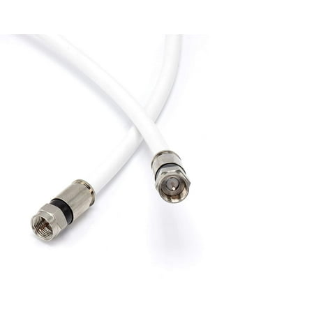 25' feet white RG6 coax, coaxial cable with two male F-pin Male (Best Coax Cable For Internet Connection)