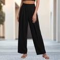 thumbnail image 3 of Bloomae Wide Leg Dress Pants Women Business Casual Elastic High Waist Comfy Ruched Pleated Work Pants Lightweight Vacation Beach Trousers, 3 of 6