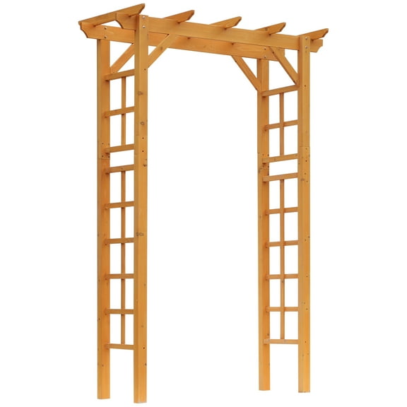 Outdoor Garden Arch Outsunny 85" Wooden Garden Arbor for Wedding and Ceremony, Outdoor Garden Arch Trellis for Climbing Vines - Orange,Wooden Garden Arch