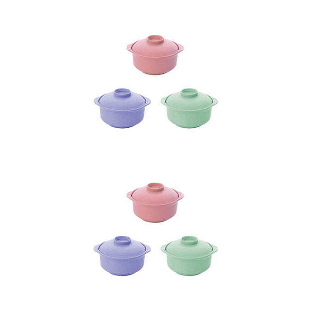 Cuenco de fideos instantáneos Billuyoard con tapa estilo japonés mango curvo color Rosado 2Conjunto