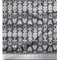 thumbnail image 1 of Soimoi Satin Silk Fabric Leaves & Floral Block Printed Fabric 1 Yard 42 Inch Wide, 1 of 3