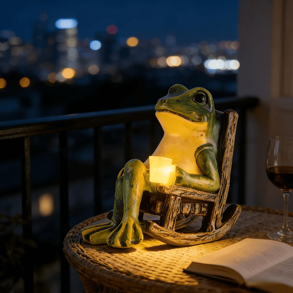 OTDECOR-1PC Mini Frog Garden Ornament Easter Decoration Outdoor Garden Accessory Solar Light Garden Frog Decorative Craft Housewarming Gift Suitable for Patio, Yard, Lawn Decor.