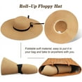 thumbnail image 5 of Womens Floppy Summer Sun Beach Straw Hat, Foldable Wide Brim Hats with Bowknot UPF50, 5 of 7