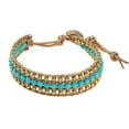 thumbnail image 3 of Bedazzling Belle Turquoise and Brass Nude Leather Bracelet, 3 of 3