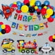 thumbnail image 2 of 57 PCS Decoración de cumpleaños para niños, Globos de cumpleaños de transporte para niños, Vehículo de transporte Autobús escolar Yate Tren Coche de policía Camión Globo Coche, 50 PCS Globos de látex, 2 of 5