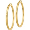 thumbnail image 2 of 10K Yellow Gold Satin & Diamond-Cut 3Mm Round Hoop Earrings (Width 3) (Length 50) - Jbsp, 2 of 5
