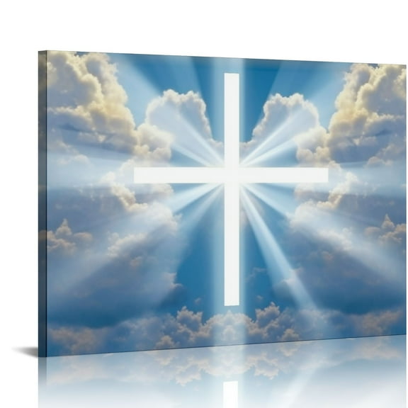 COMIO Christian Sky Crosses Canvas Wall Art Large Christian Church Religious Modern Artwork Canvas Art Print for Living Room Bedroom Dining Room Wall Decor Stretched and Framed Ready to Hang