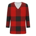 thumbnail image 5 of Jsaierl 3/4 Sleeve Tops for Women Plus Size V Neck Shirts Dressy Plaid Petite Blouses Classic Holiday Tunic Top S-2XL, 5 of 8