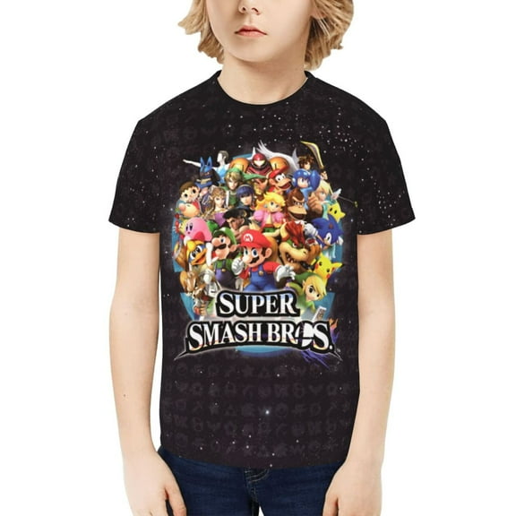 Super Smash Bros Ultimate Kids T-Shirt 3d Printed Graphic T-Shirts Boys And Girls Short Sleeve Shirts For Youth Kids X-Small