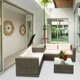 thumbnail image 4 of Seizeen 4 Pcs Patio Furniture Sets, Sectional Conversation Sofa Set with Storage Box & Table, Outdoor Wicker Rattan Furniture Set for Backyard Lawn Poolside Deck, Gray Rattan and Beige Cushion, 4 of 16