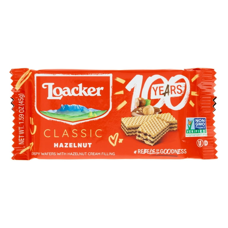 Loacker Classic Vanilla Wafers, Non-GMO Crème-filled Wafer Snack, 45g/1.59oz, Pack of 12