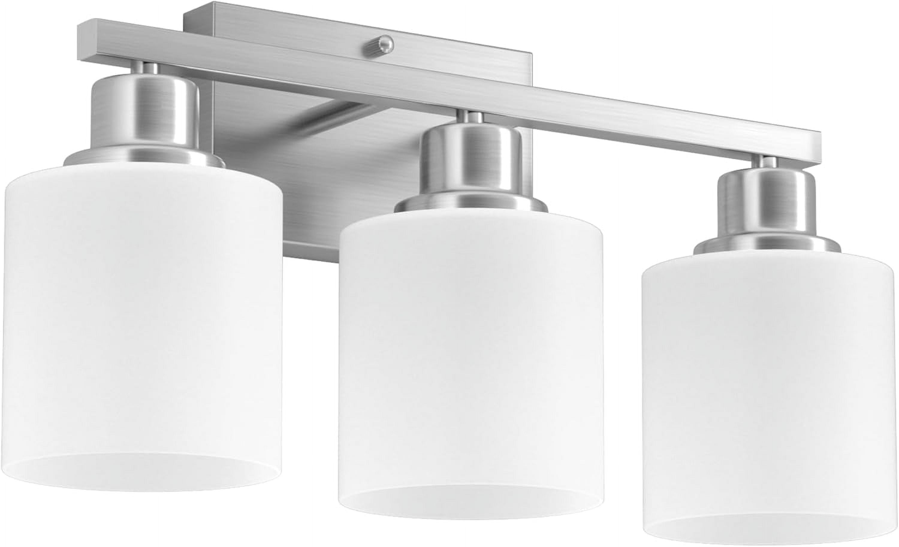Sailstar Bathroom Light Fixtures, Modern 3 Lights Bathroom Lights over Mirror, E26 Standard Base, Glass Shade & Anti-rust Nickel Finished (Bulbs Not Included)
