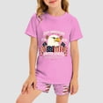 thumbnail image 2 of Povozer 4th Of July Outfits for Girls 250 Anniversary Girls Short Sleeved Shorts Set Comfortable Breathable Independence Day Printed Girls Set Size 7-8 Years,Pink, 2 of 7