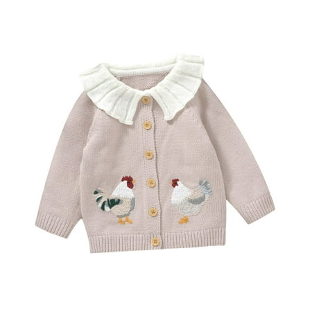 

8QIDA Sweaters for Girls 10-12 With A Hoodie Baby Toddler Kids Girls Cute Long Sleeve Sweaters Warm Jacket Cotton Knit Cardigan Button Down Coat Outwear 18-24 Months