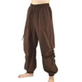 thumbnail image 3 of SOOMLON Mens Casual Pants Lightweight Summer Beach Yoga Pants Drawstring Lounge Pants Cotton Linen Trousers Elastic Waist Pants Trousers Brown L, 3 of 5