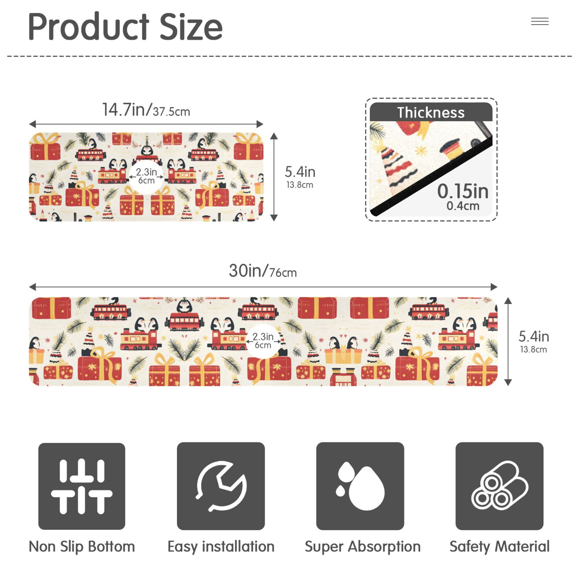 Yayeee Faucet Mat for Kitchen Sink 14.7" Diatomite Long Splash Guard Pad, Christmas Box Train